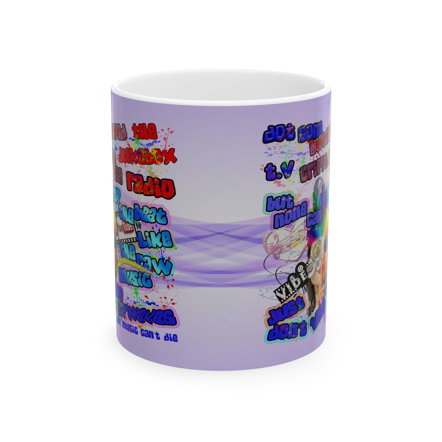drop the beat - White Mug (light blue-pink wave)