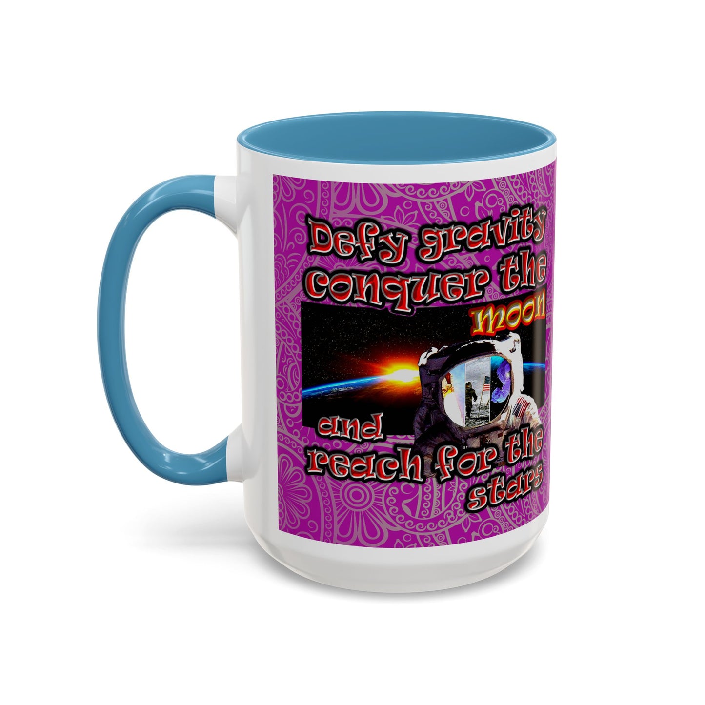 defy conquer reach - Accent Mug (pink swirl)
