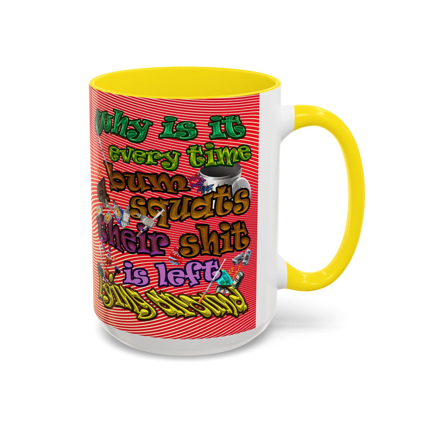 the bum's shit - Accent Mug (yellow-orange wave)