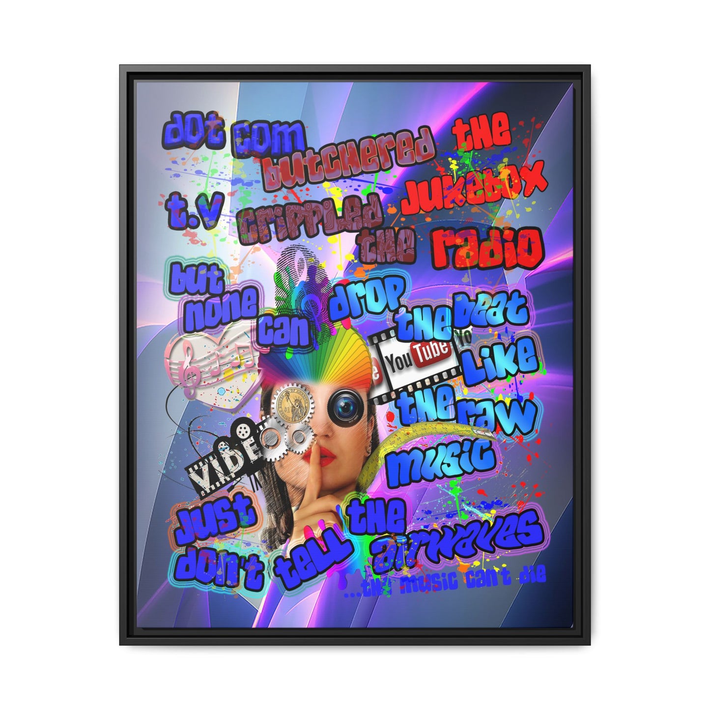 drop the beat - framed canvas art (grey-pink wave)