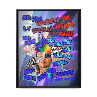 drop the beat - framed canvas art (grey-pink wave)