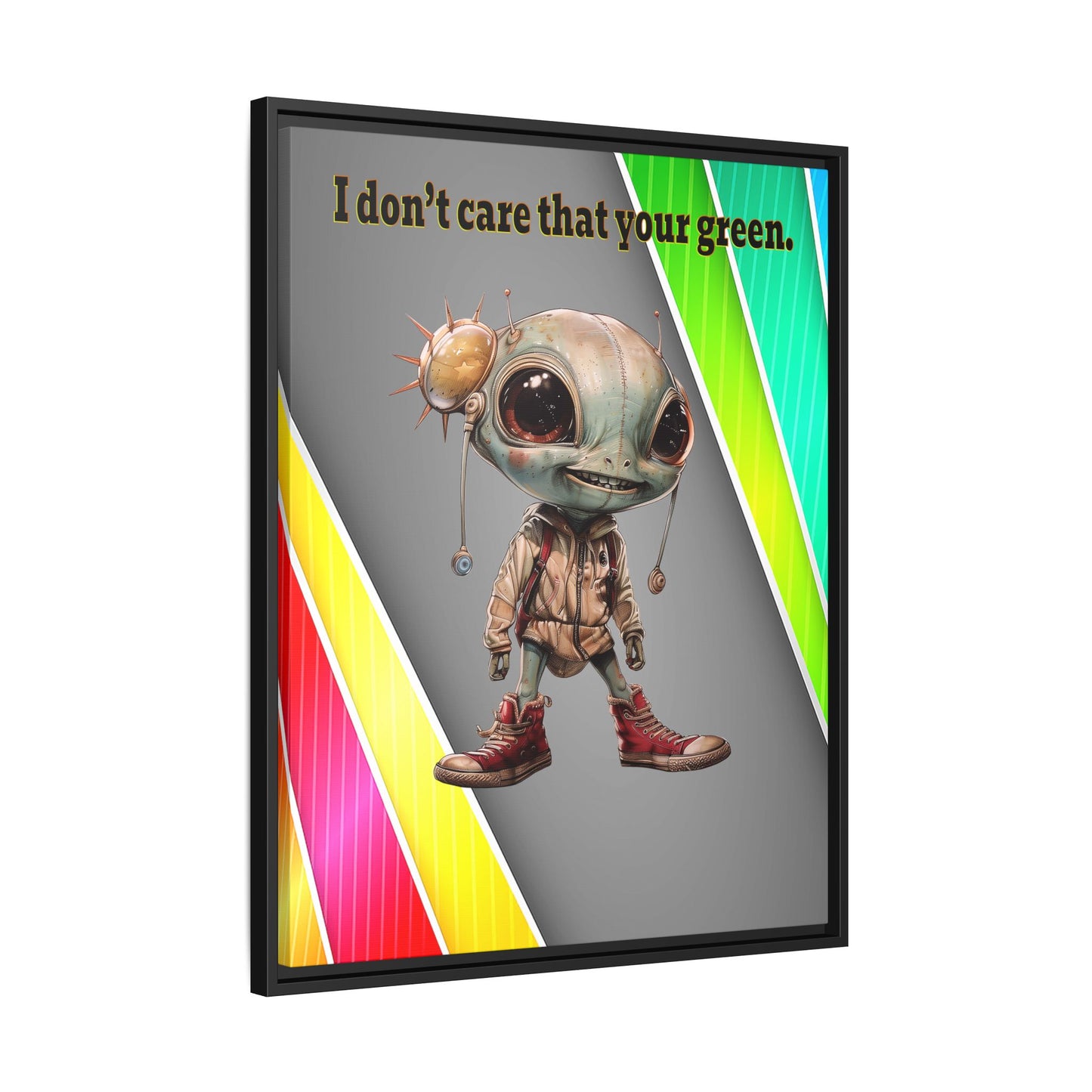 I don't care that your green - framed canvas art (rainbow split)