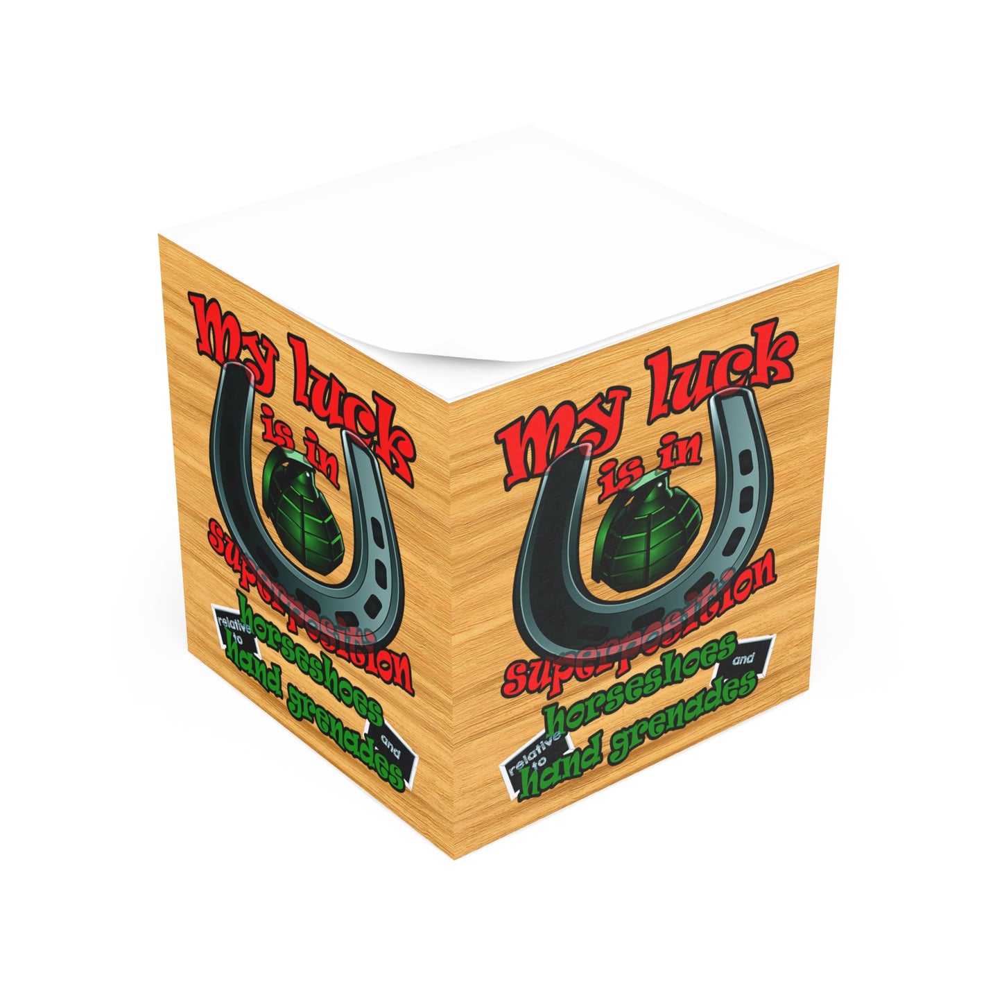 my luck - note cube (butterscotch wood finish)