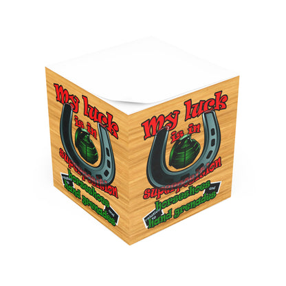 my luck - note cube (butterscotch wood finish)