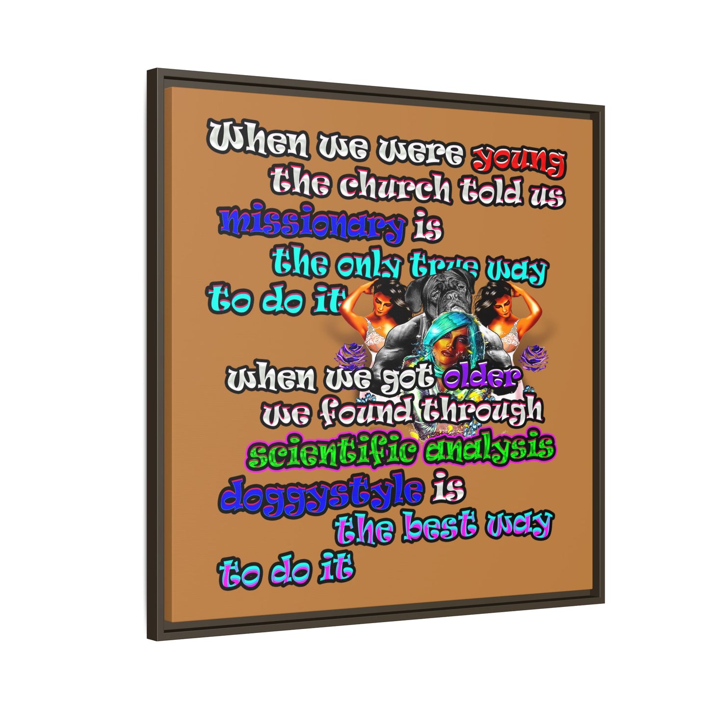 doggystyle - framed canvas art (light brown)