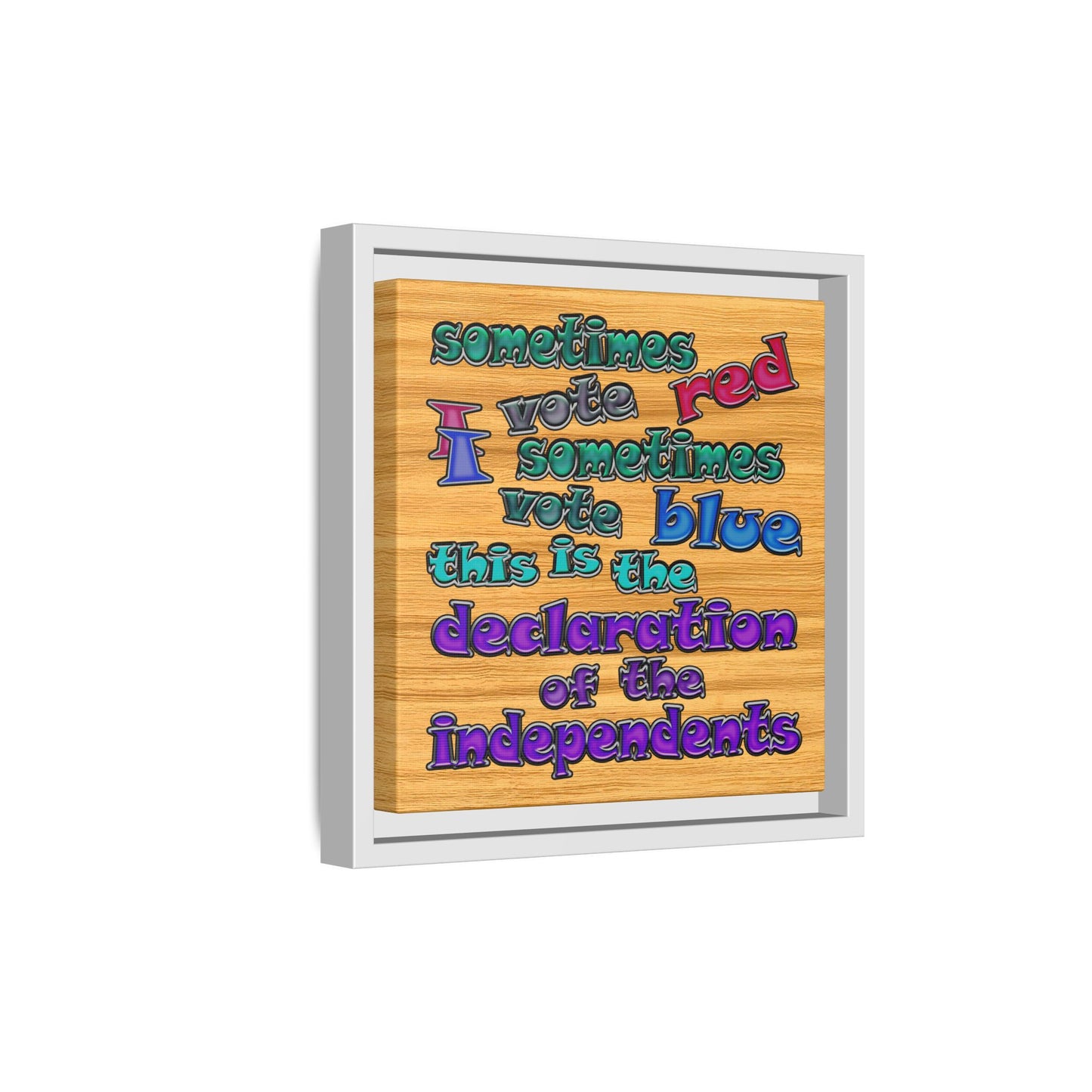 declaration of the independents - framed canvas art (butterscotch wood finish)