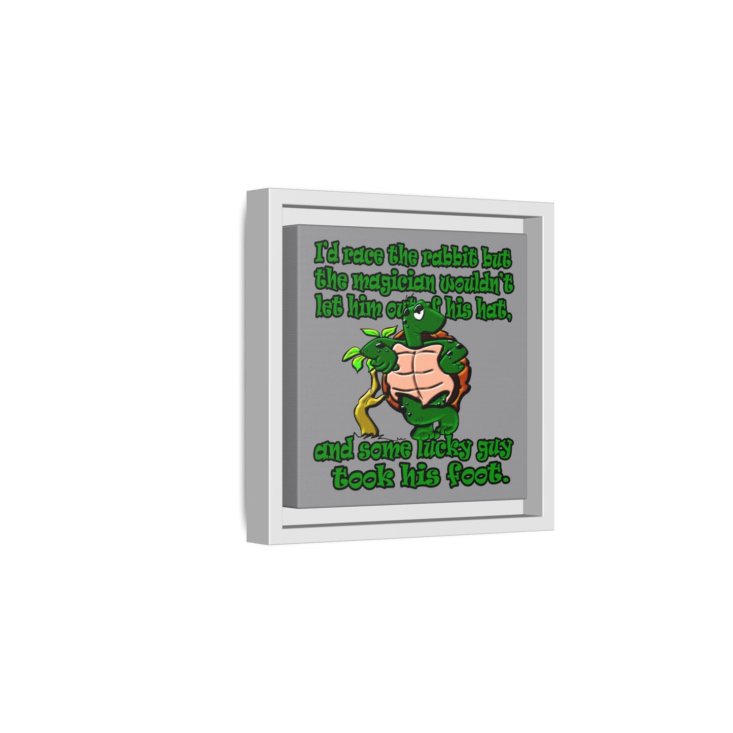 turtle race - framed canvas art (grey)