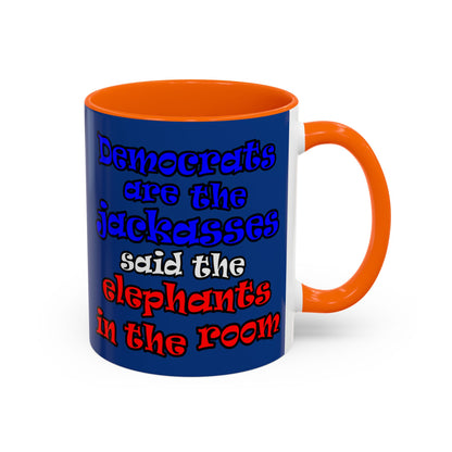 donkeys and elephants - Accent Mug (dark blue)