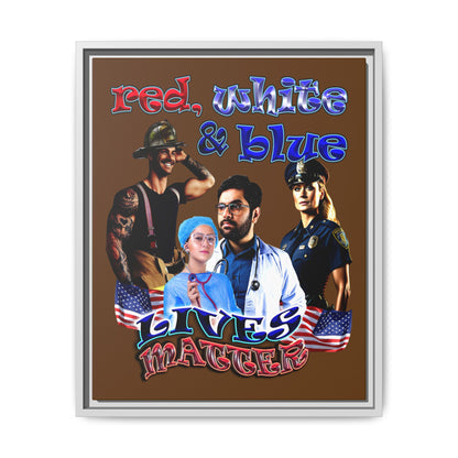 rw&b lives matter - framed canvas art (brown)