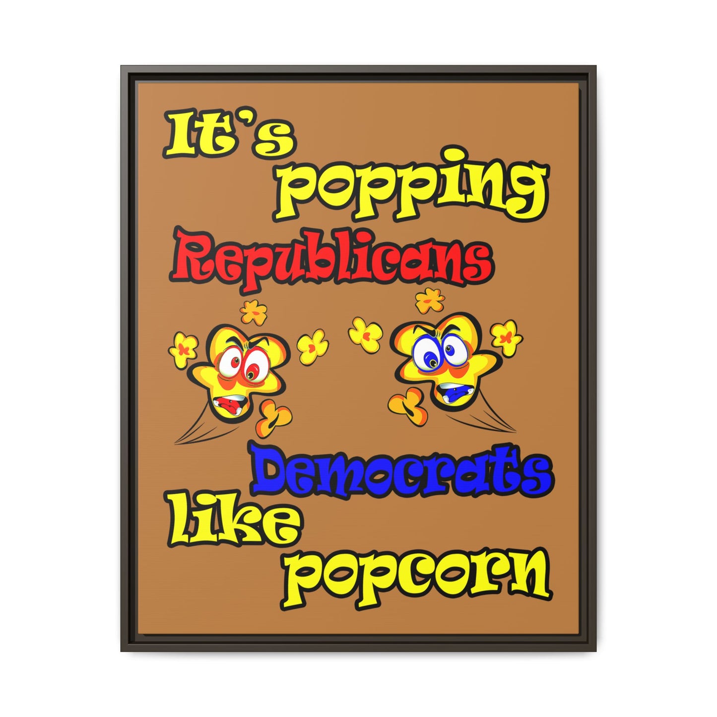 popping like popcorn - framed canvas art (light brown)