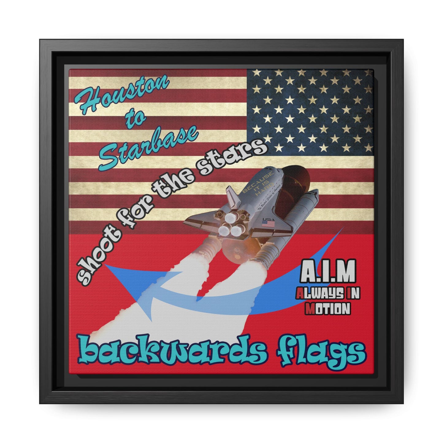 shoot for the stars - framed canvas art (dark red)