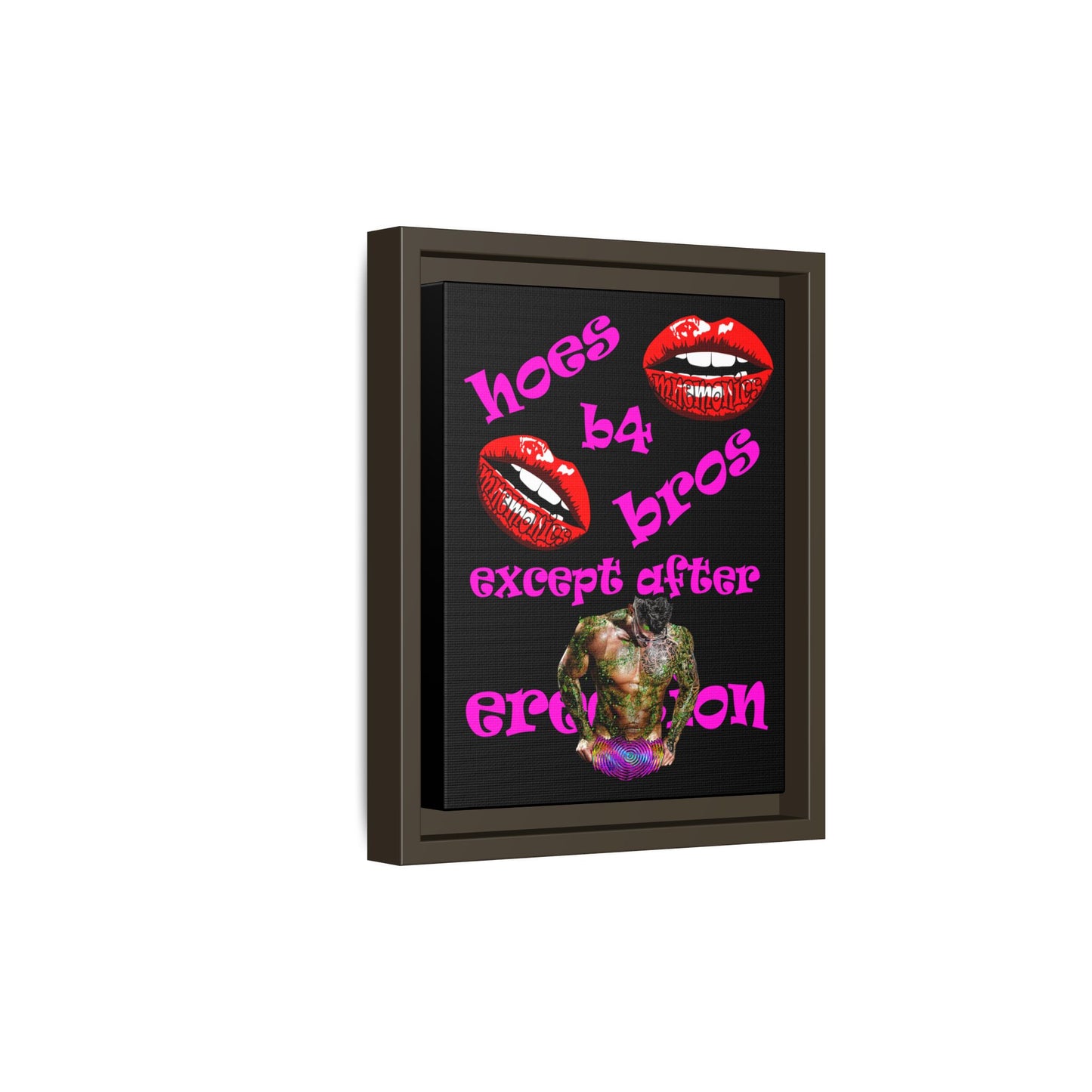 hoes b4 bros - framed canvas art (black)