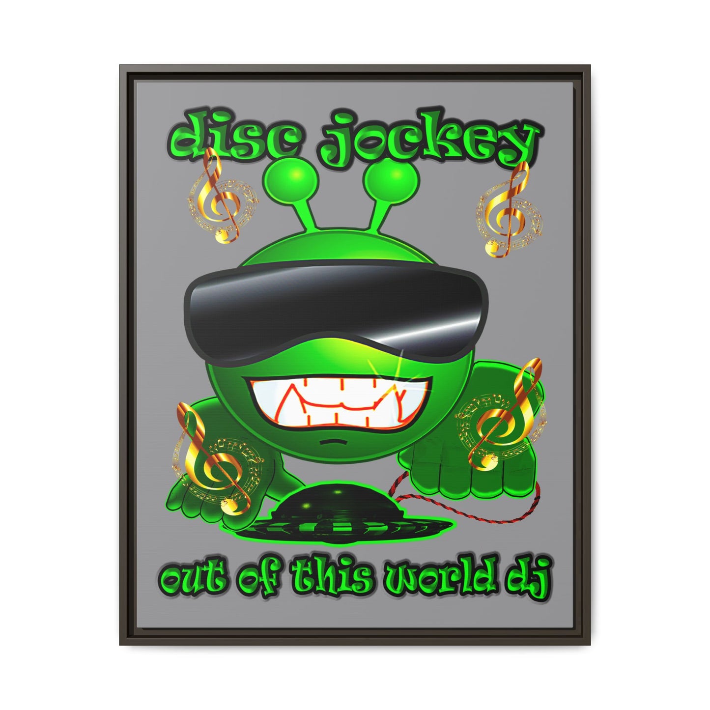 disc jockey - framed canvas art (grey)