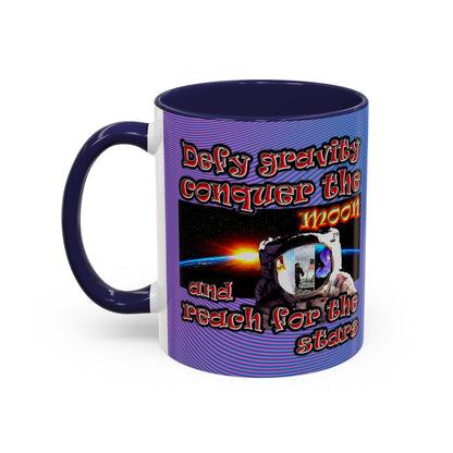 defy conquer reach - Accent Mug (light blue-purple wave)