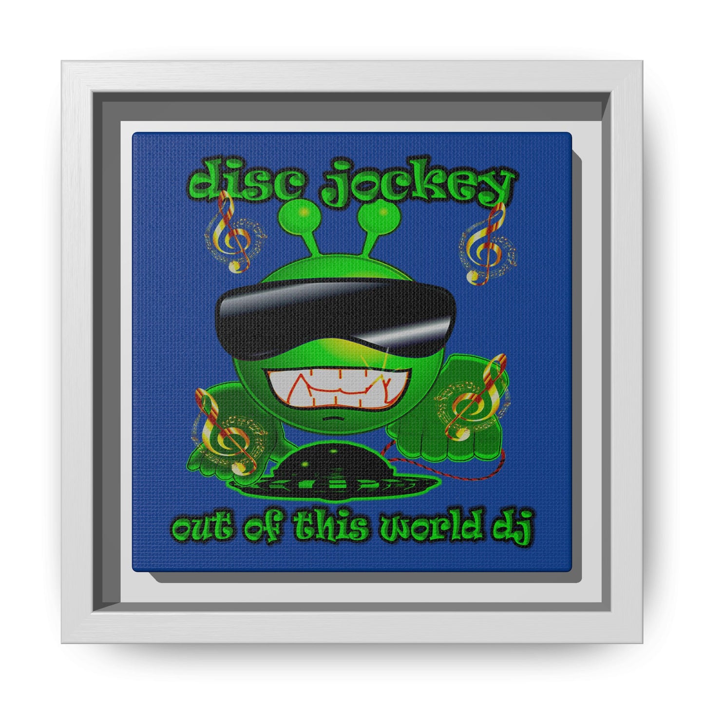 disc jockey - framed canvas art (dark blue)