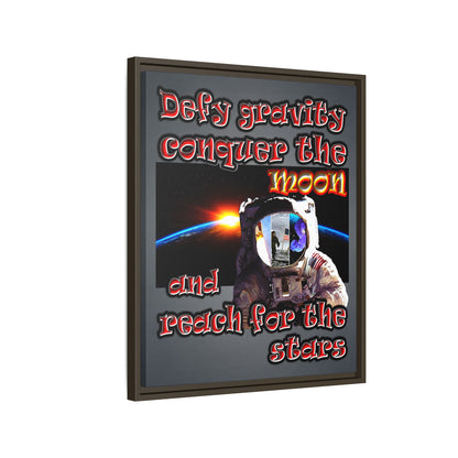 defy conquer reach - framed canvas art (grey-light grey)