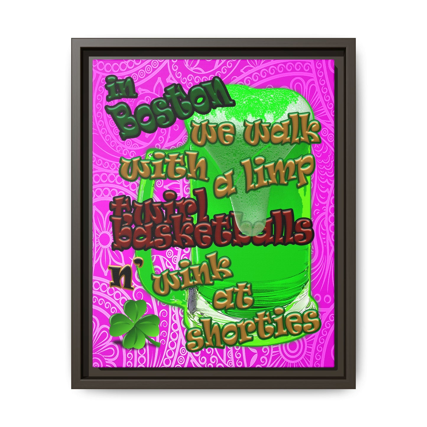 celtics logo - framed canvas art (pink swirl)