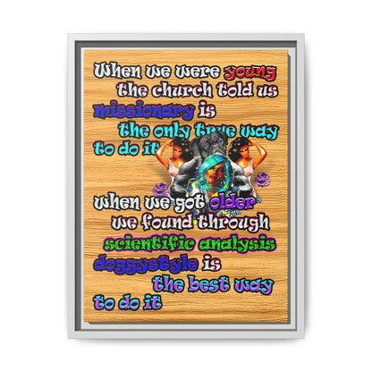 doggystyle - framed canvas art (butterscotch wood finish)