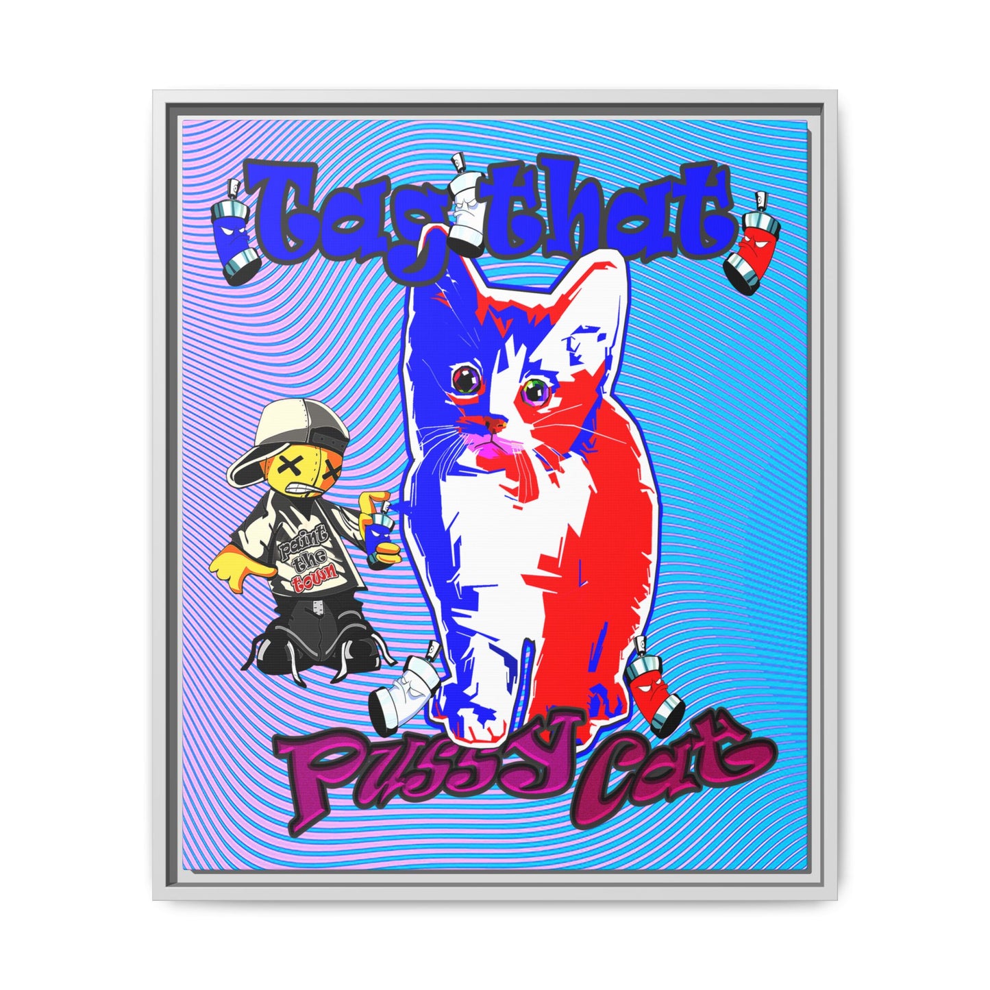 tag that - framed canvas art (light blue-purple wave)