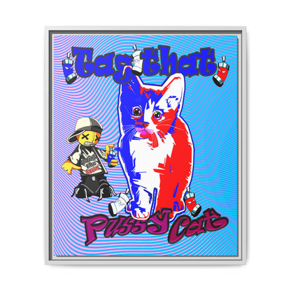 tag that - framed canvas art (light blue-purple wave)