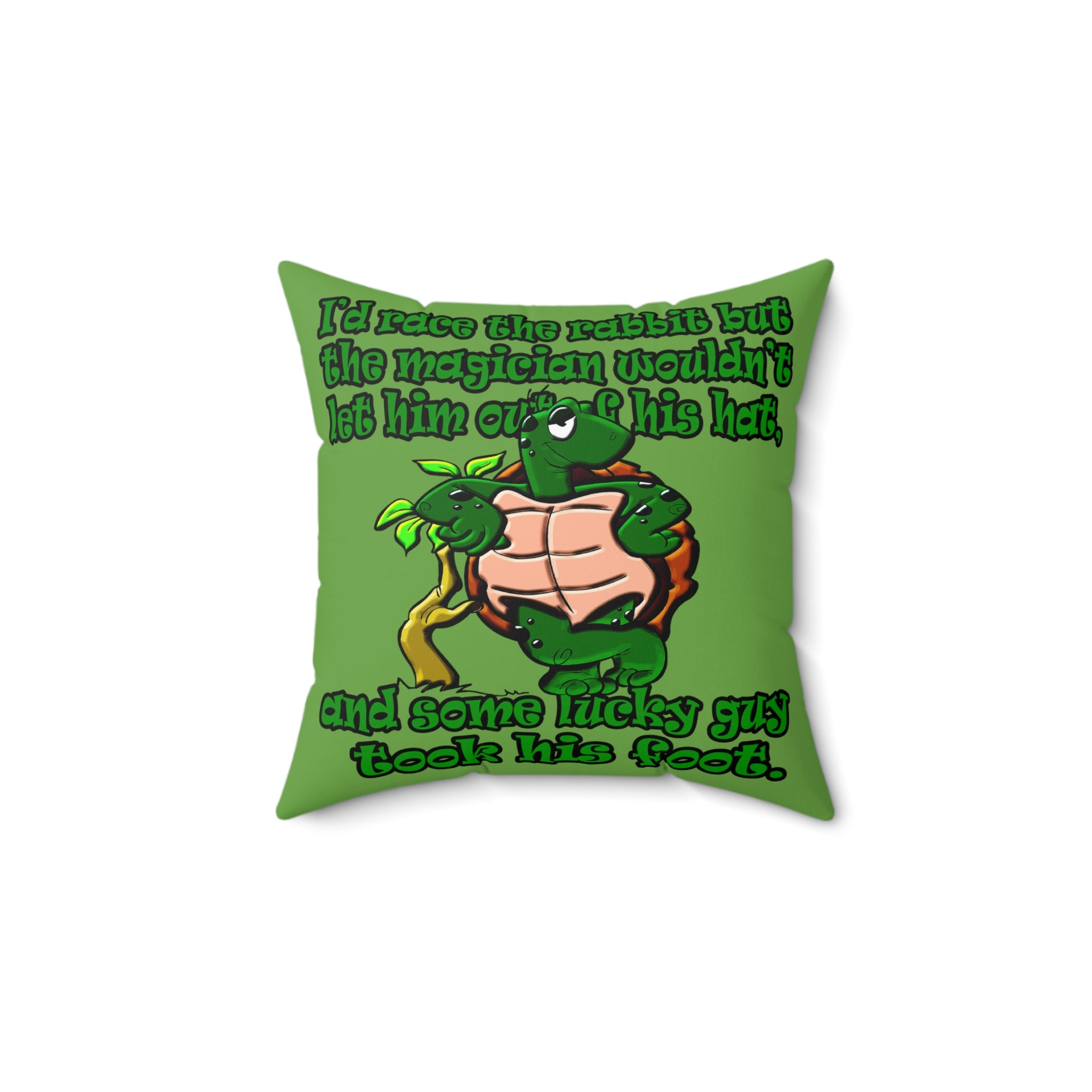 turtle race - Spun Polyester Square Pillow - (green)
