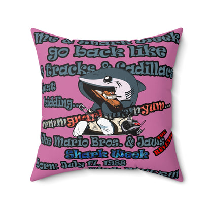 shark week - Faux Suede Square Pillow - (light pink)