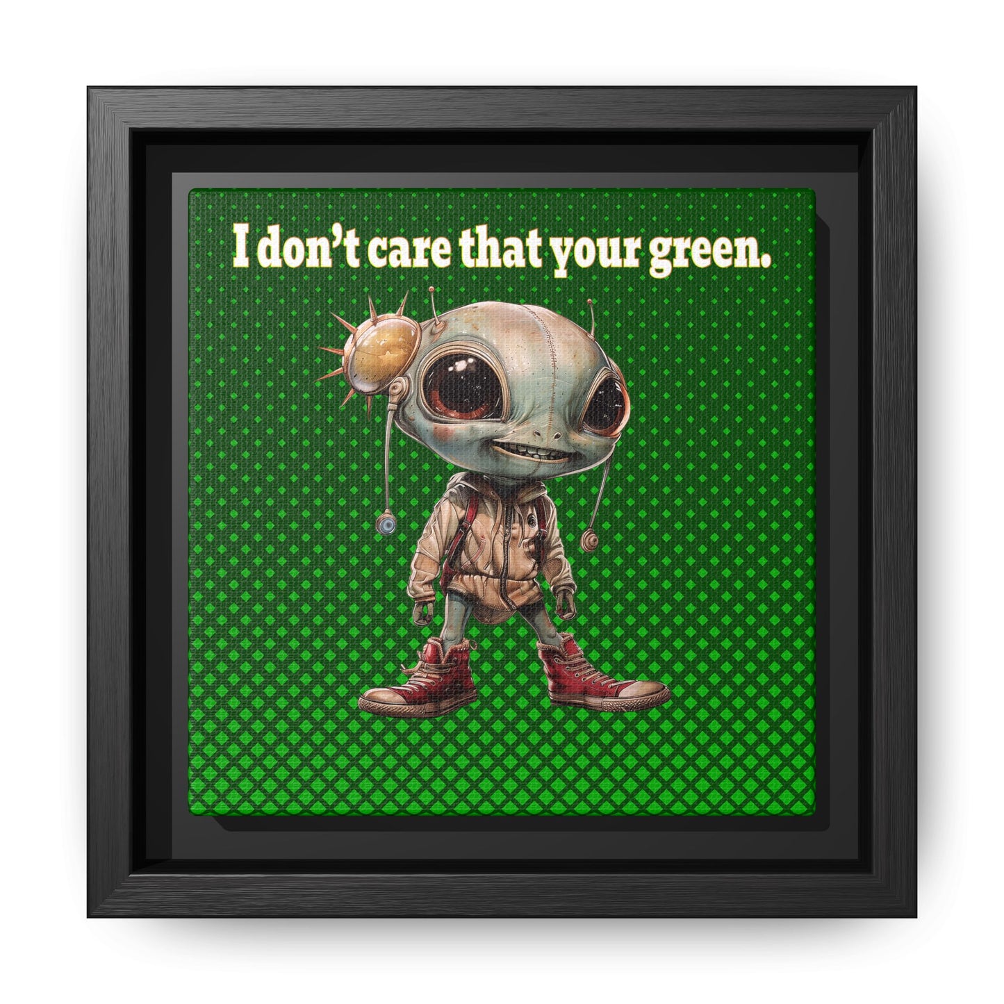 I don't care that your green - framed canvas art (logo green)