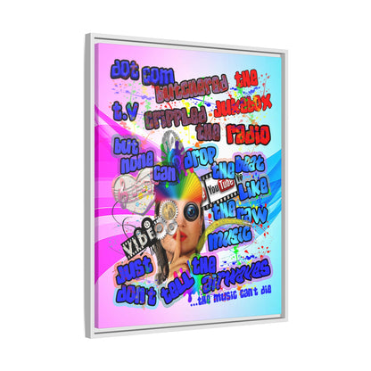drop the beat - framed canvas art (light blue-pink wave)