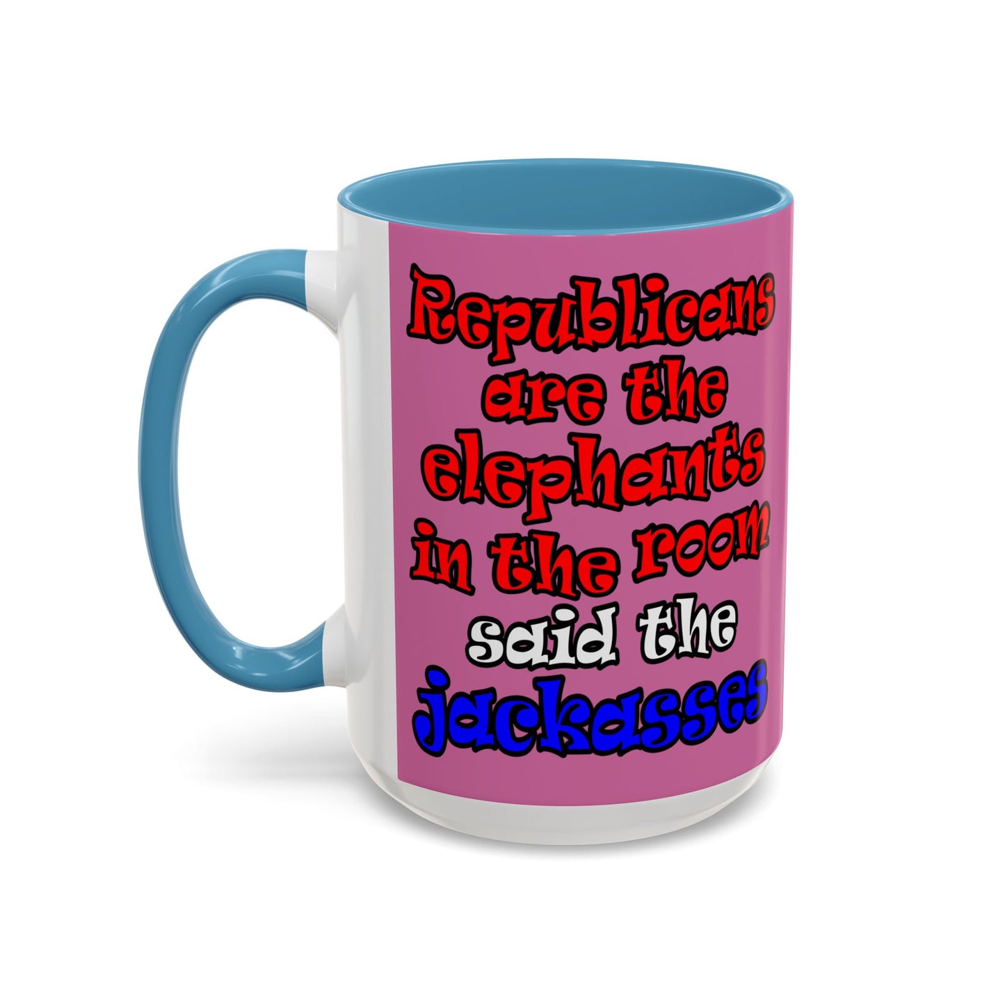 donkeys and elephants - Accent Mug (light pink)