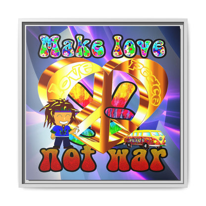 love peace - framed canvas art (grey-pink wave)