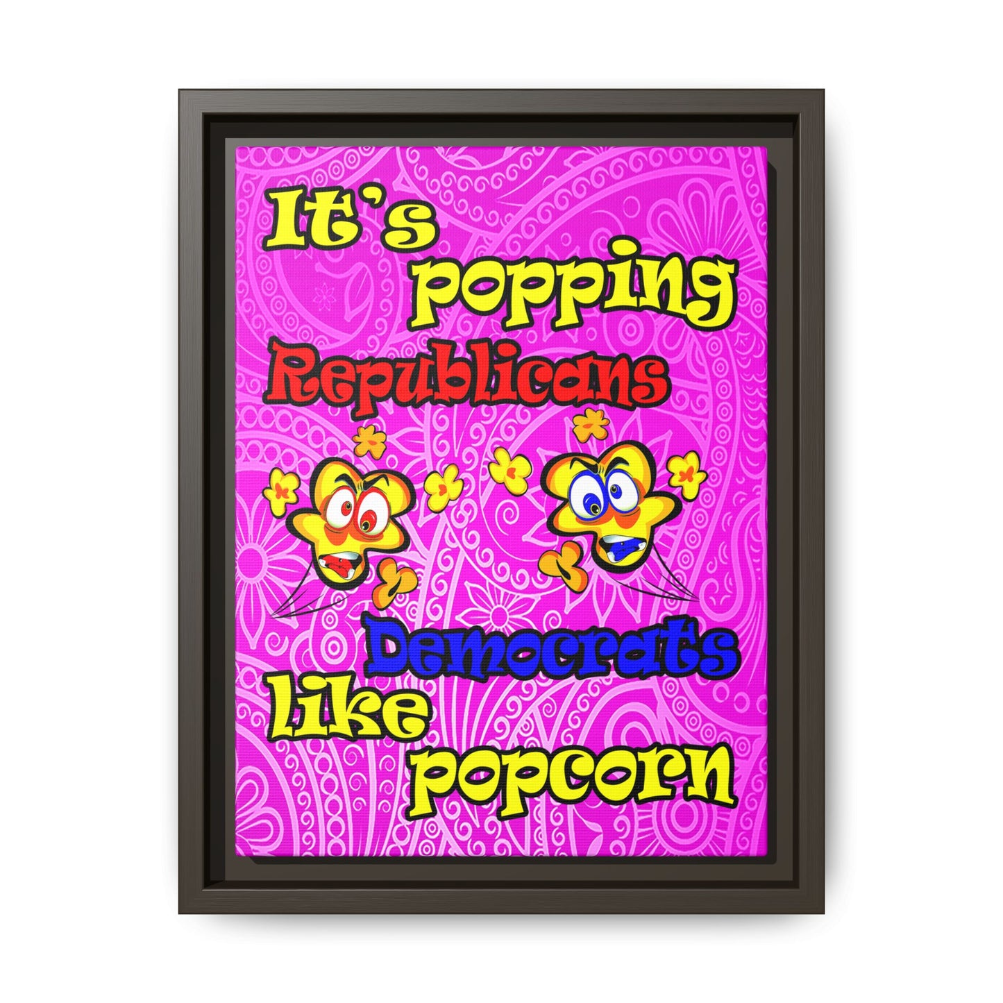 popping like popcorn - framed canvas art (pink swirl)