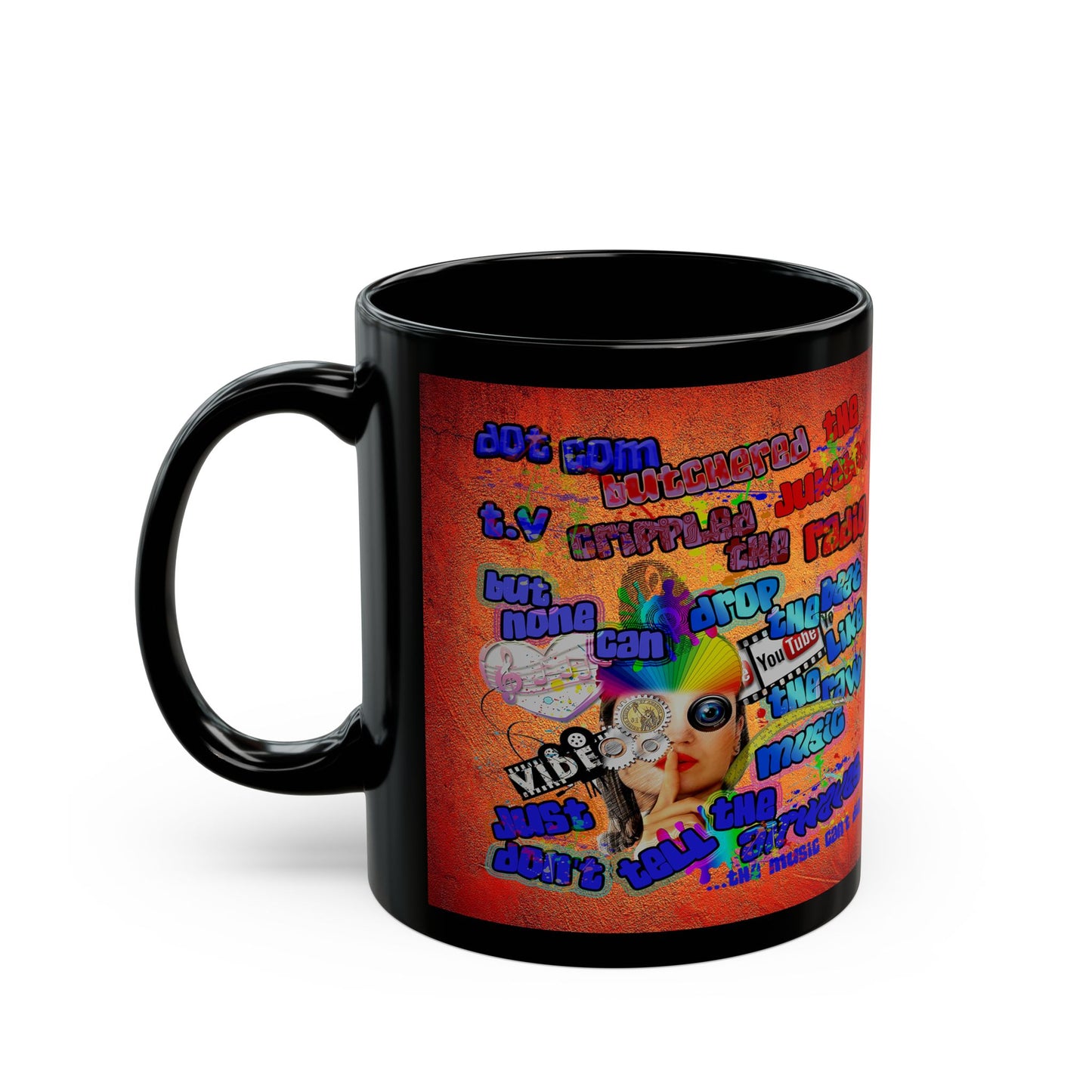 drop the beat - Black Mug (burnt orange)