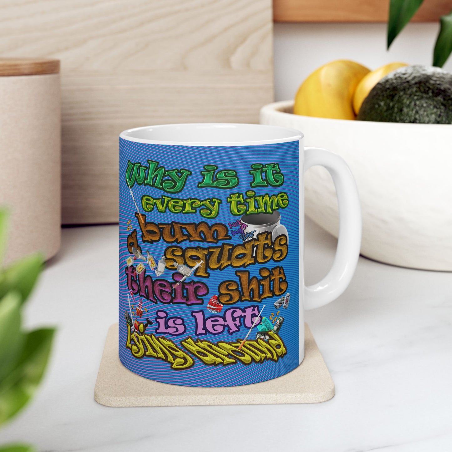 the bum's shit - White Mug (light blue-purple wave)