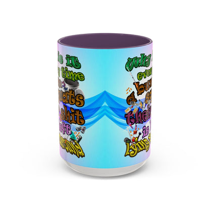 the bum's shit - Accent Mug (light blue-pink wave)