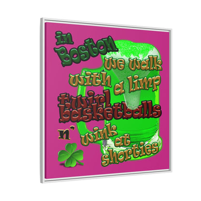 celtics logo - framed canvas art (pink)