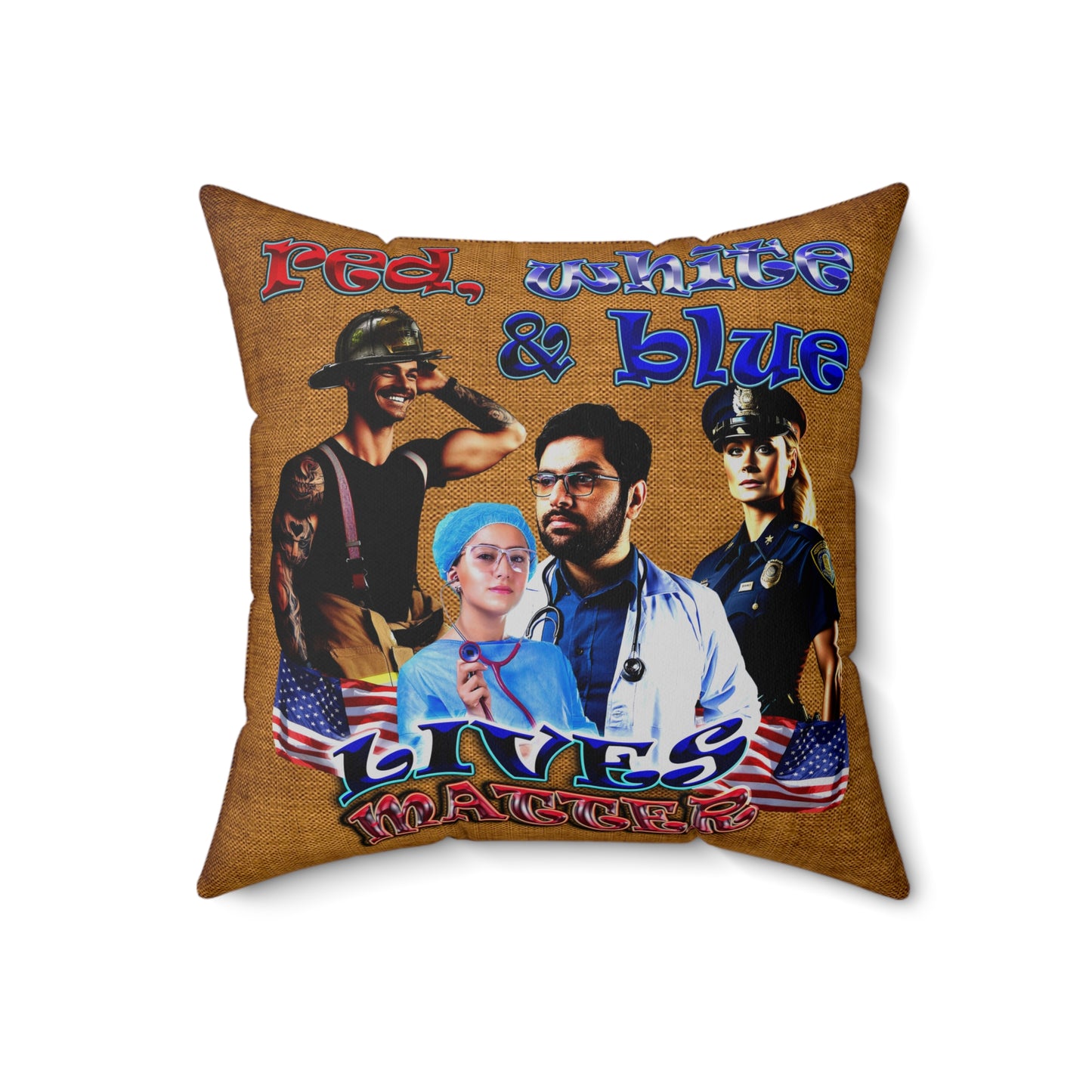 rw&b lives matter - Spun Polyester Square Pillow - (dichromatic brown papyrus)