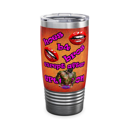 hoes b4 bros - Ringneck Tumbler, 20oz (burnt orange)
