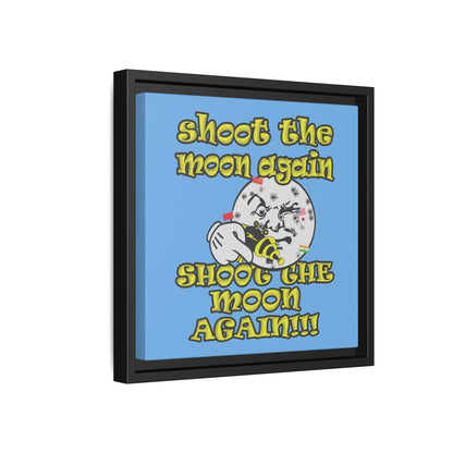 shoot the moon again - framed canvas art (light blue)