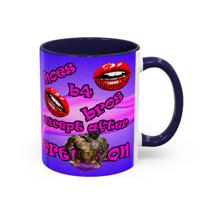 hoes b4 bros - Accent Mug (purple-pink wave)
