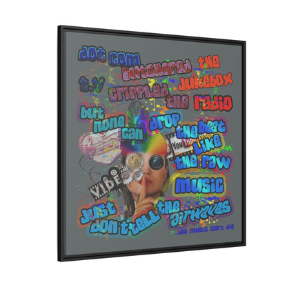 drop the beat - framed canvas art (dark grey)
