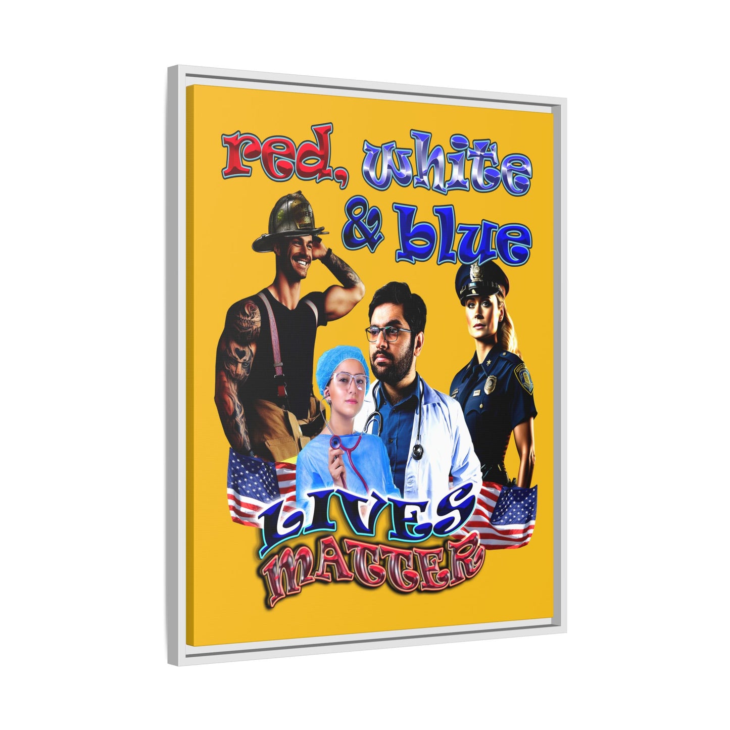 rw&b lives matter - framed canvas art (yellow)