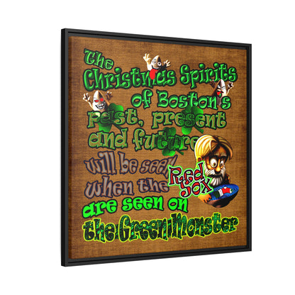 christmas spirits of boston - framed canvas art (brown papyrus)