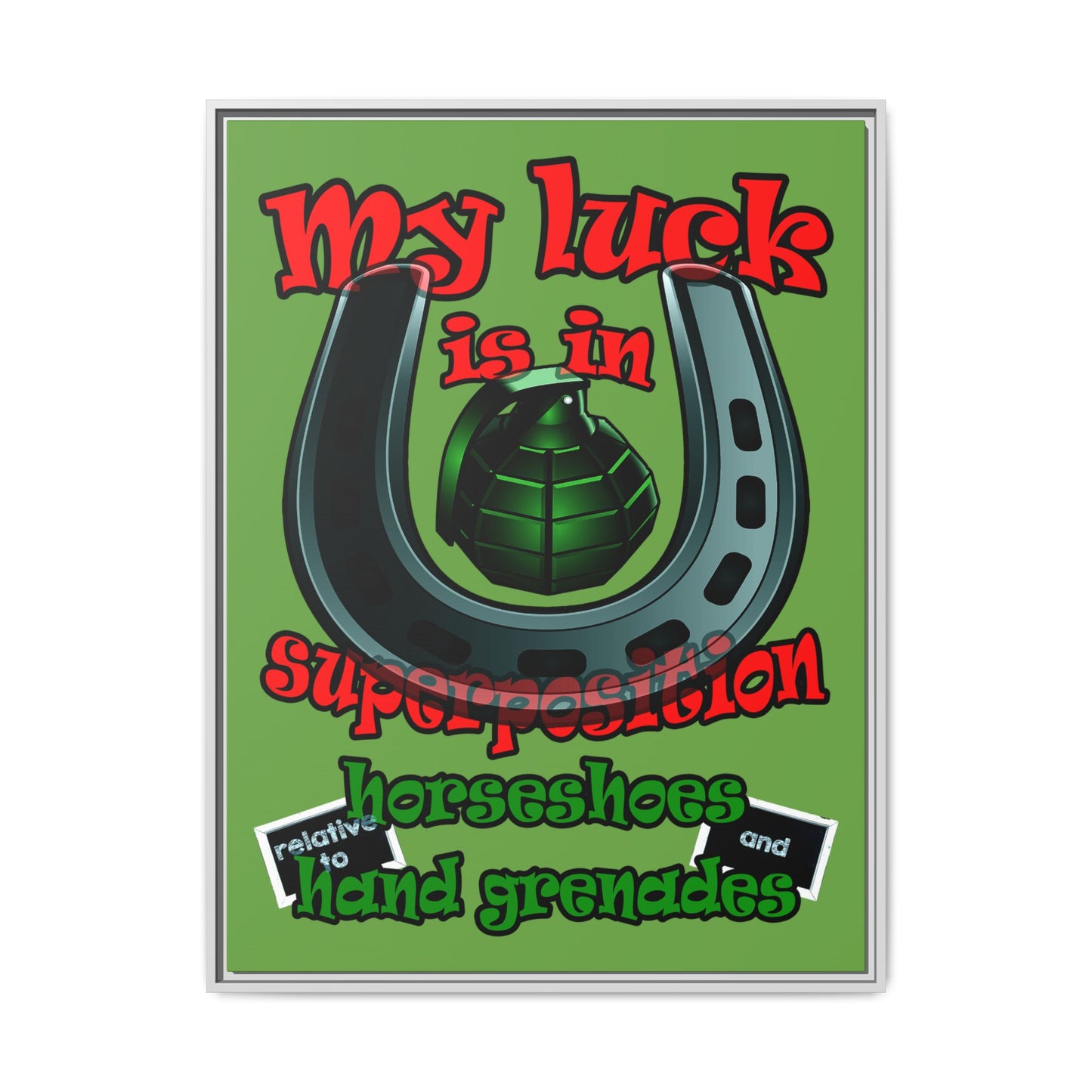 my luck - framed canvas art (green)