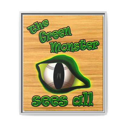 green monster - framed canvas art (butterscotch wood finish)