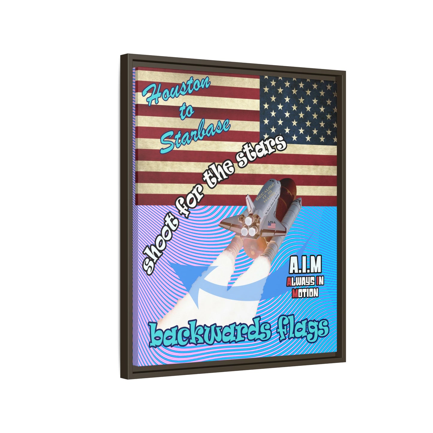 shoot for the stars - framed canvas art (light blue-purple wave)
