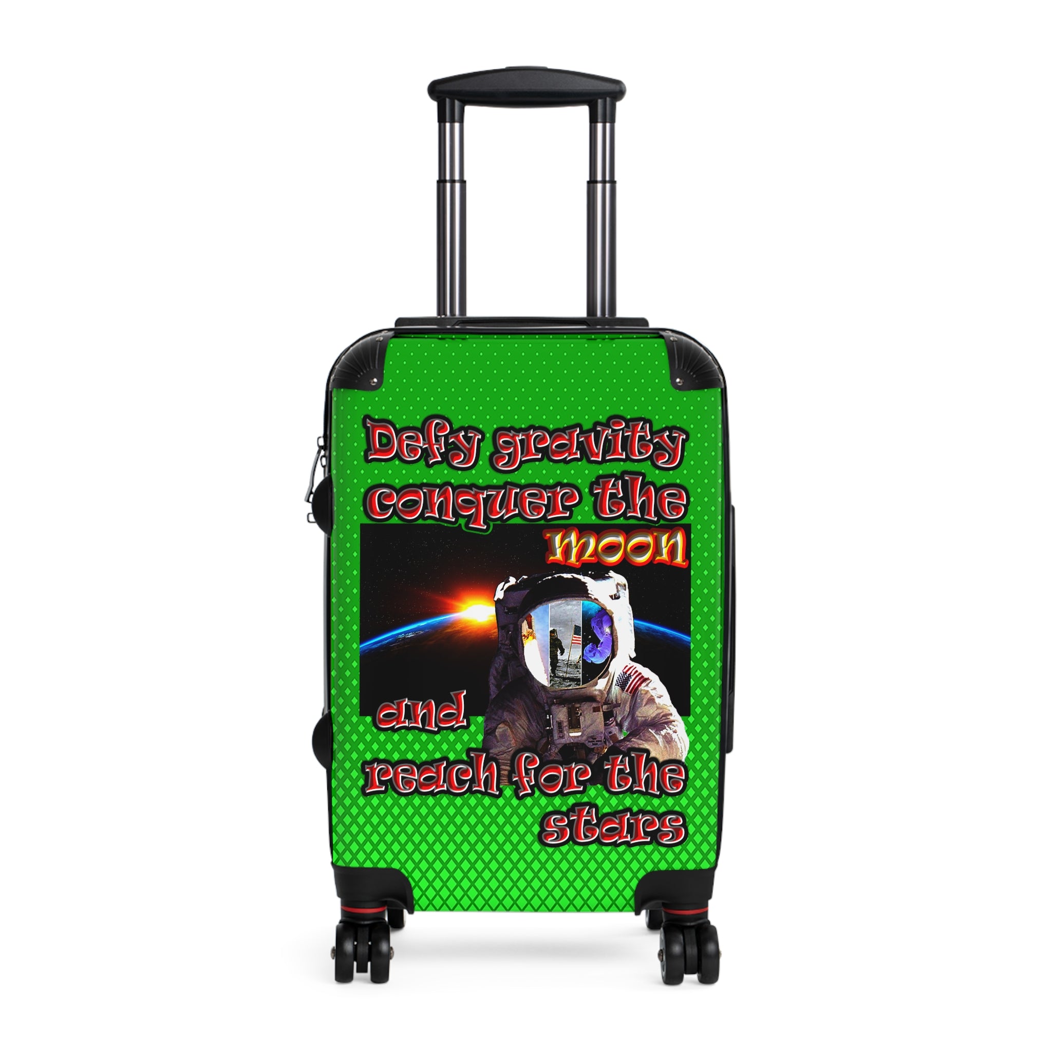 defy conquer reach - suitcase (logo green)