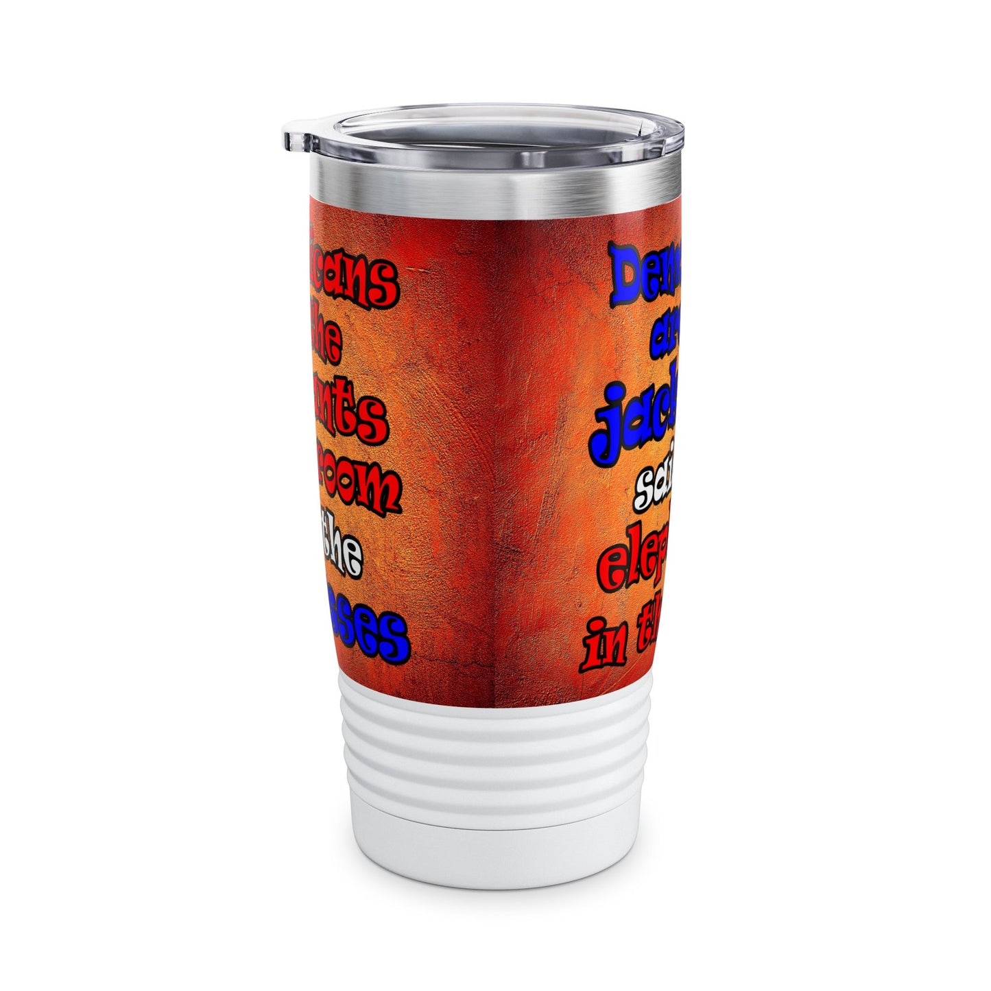 donkeys and elephants - Ringneck Tumbler, 20oz (burnt orange)
