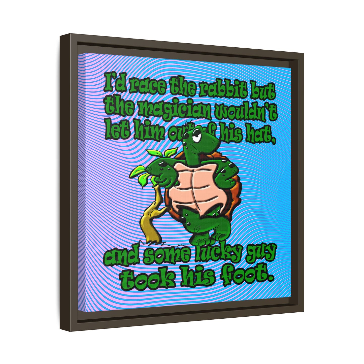 turtle race - framed canvas art (light blue-purple wave)