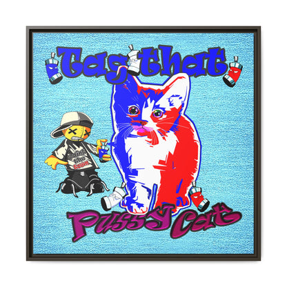 tag that - framed canvas art (faded blue)