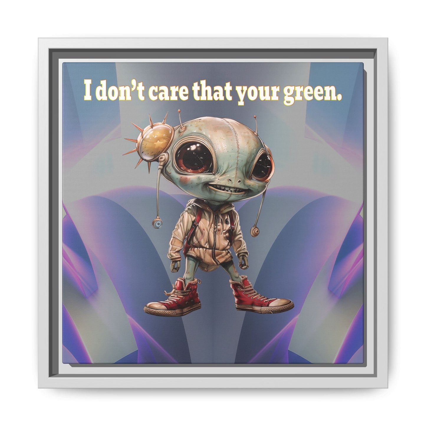 I don't care that your green - framed canvas art (grey-pink wave)